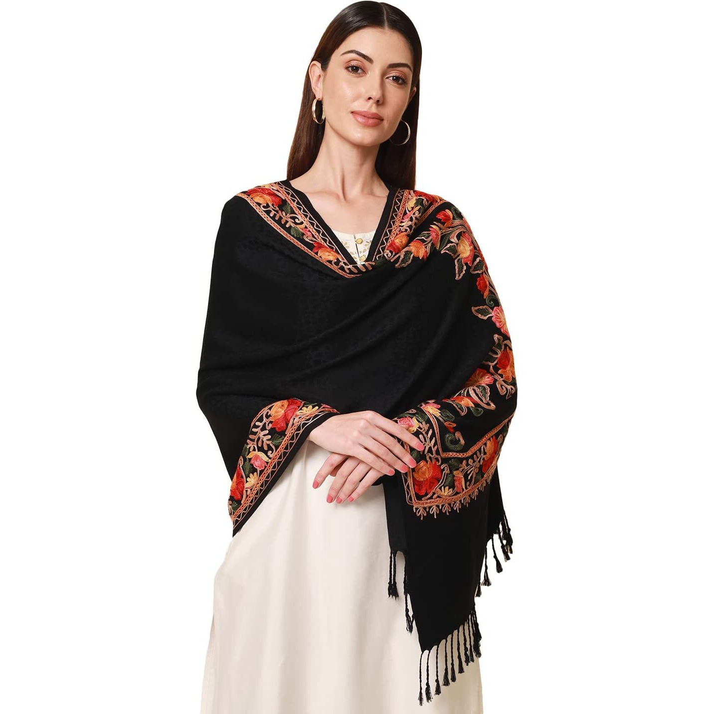 Women's khushnuma Kashmiri Aari Embroidery Stole (Size 71X203 CM)