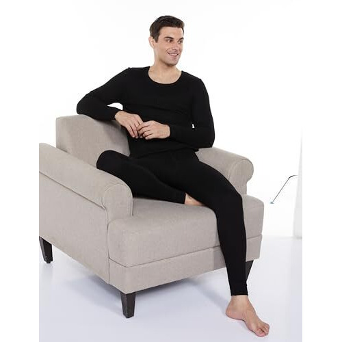 Amazon Brand - Symbol Men's Full Sleeve Thermal Top | Winter Wear | Body Warmer Vest Black L