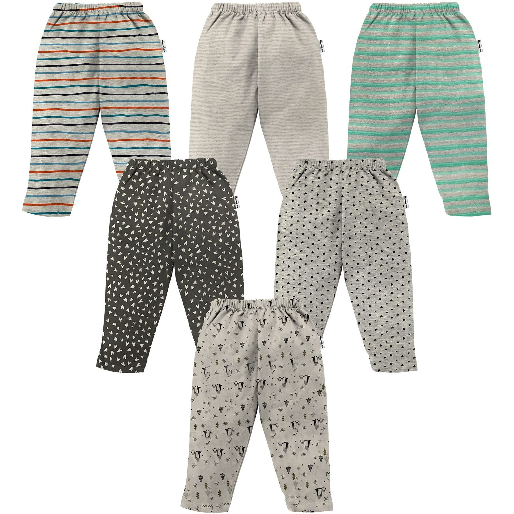 NammaBaby Baby Pajama Full Length Pajama Allover Assorted Print- Set of 6 (12-18 Months)