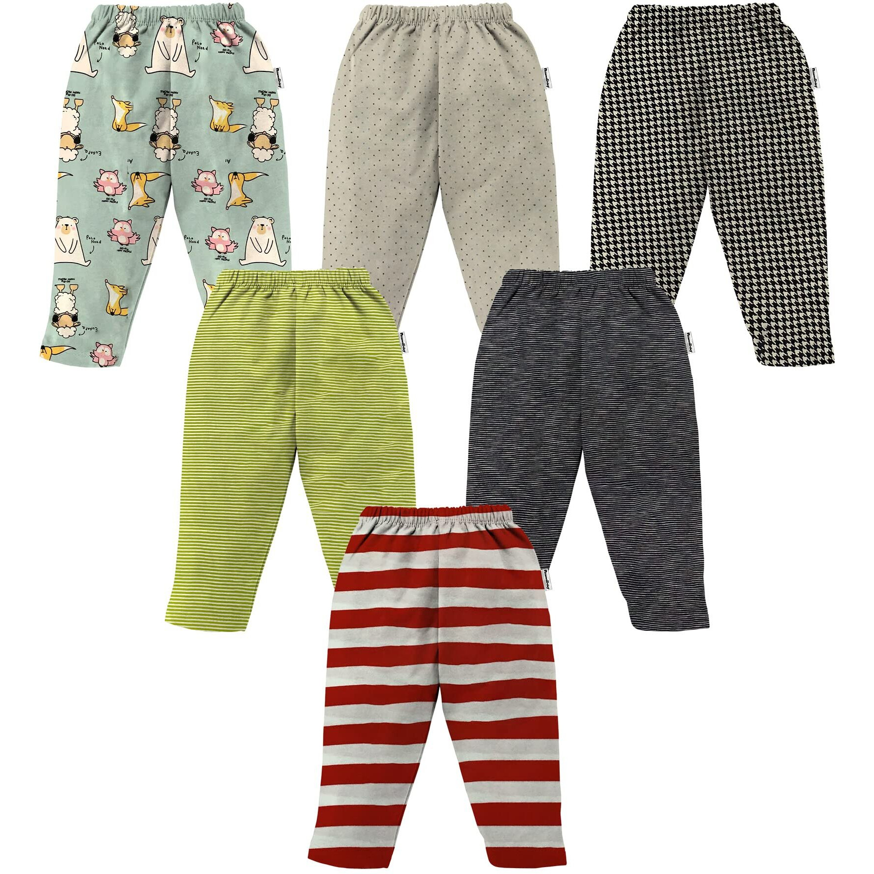 NammaBaby Baby Pajama Full Length Pajama Allover Assorted Print- Set of 6 (12-18 Months)