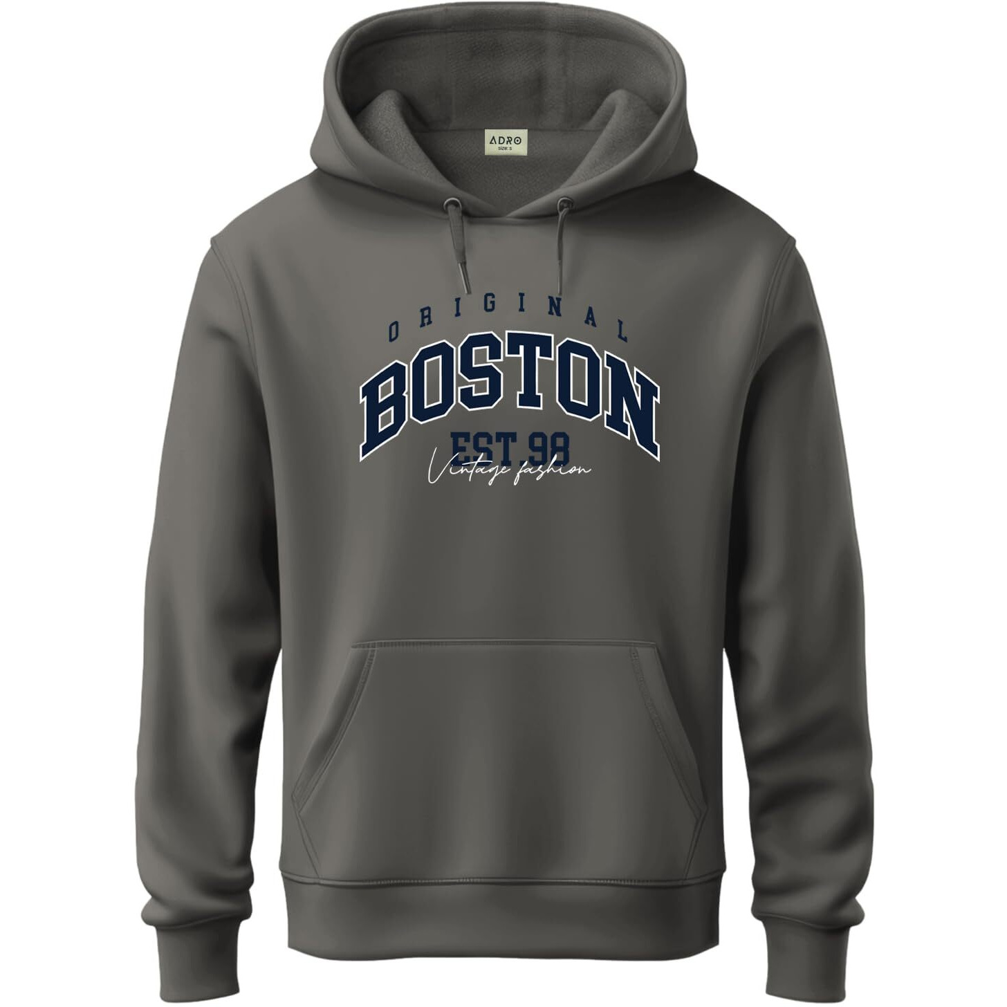 Adro Hoodies For Men | Printed Hoodie For Men | Cotton Hoodie | Mens Hoodies | Sweatshirt For Men | Hooded Hoodie|H24-Bost-Sg-Xl Steel Grey