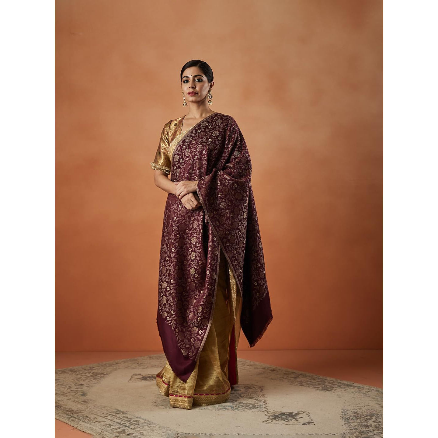 Pashmoda Women Gulnari Kaani Wool Blend Stole (Size  71X203 CM)