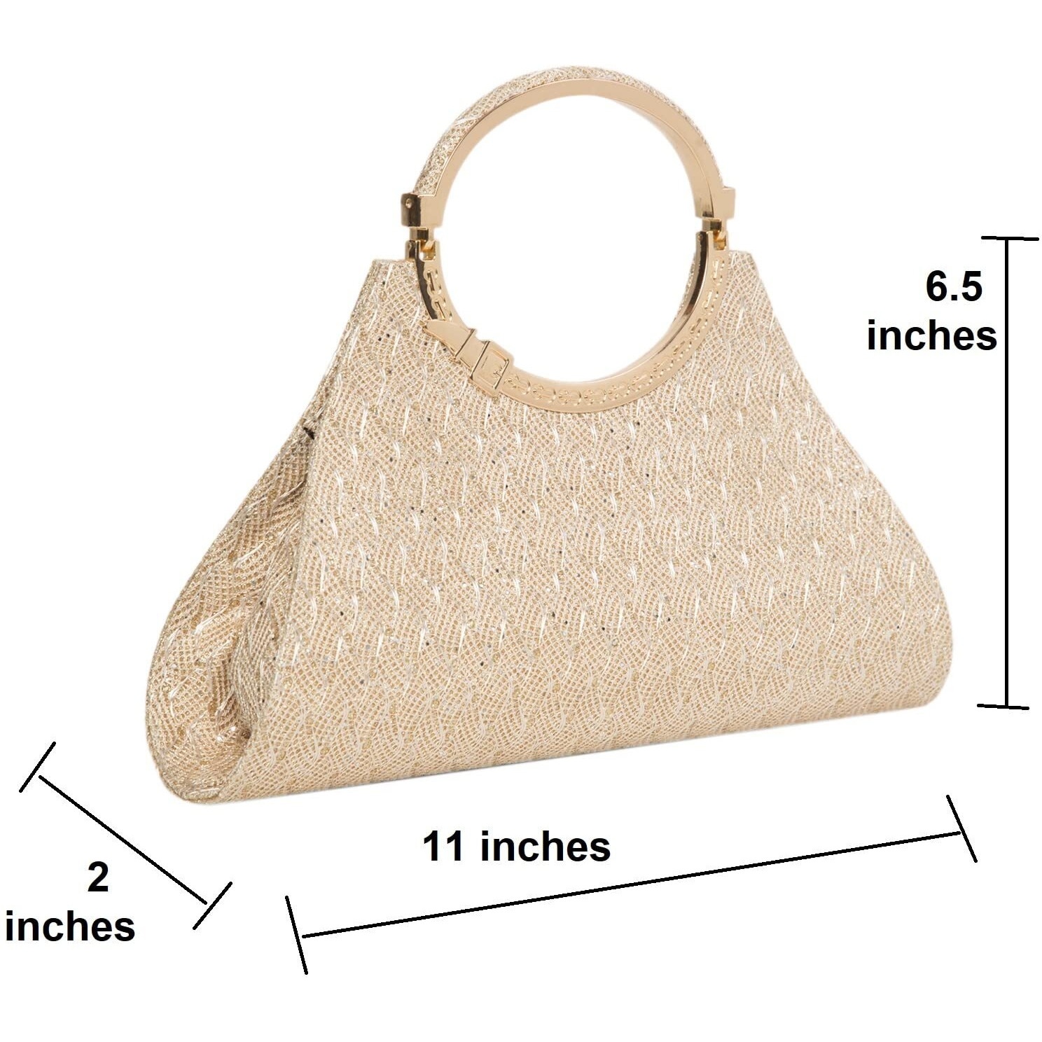 ADISA Women Girls Clutch Bag Purse Handbag Wedding Bridal (Gold)