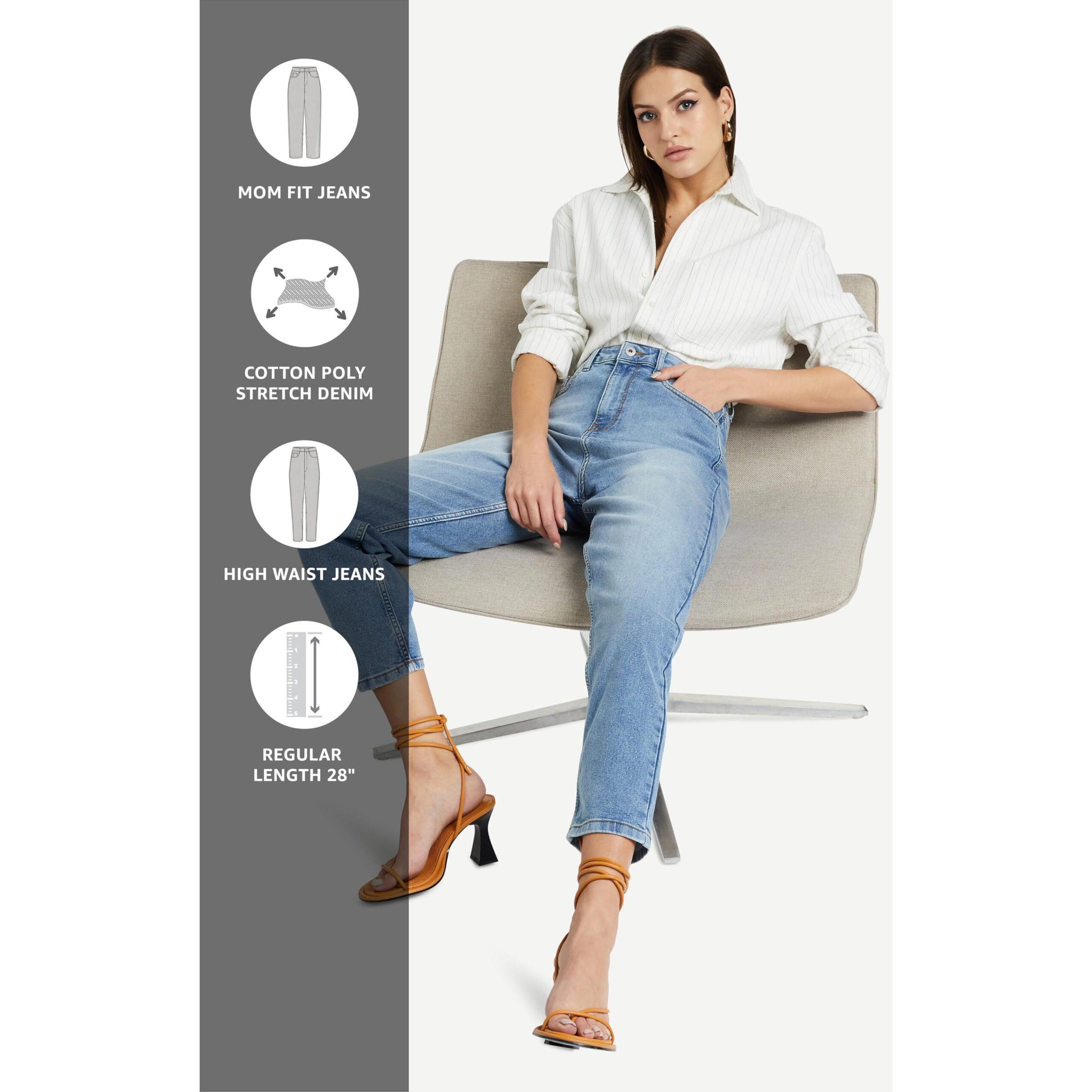 Amazon Brand - Symbol Women MOM Fit Jeans Lt Blue 28