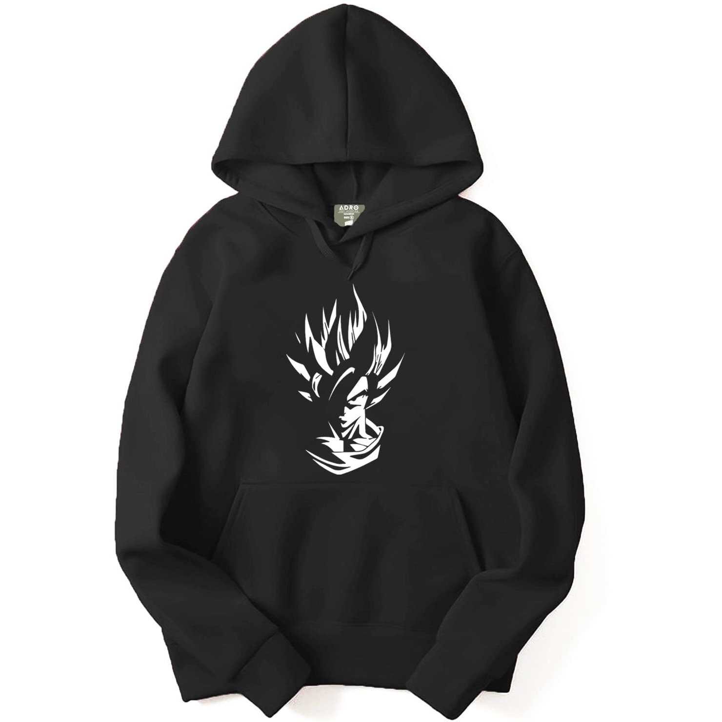 ADRO Men's Cotton Neck Hooded Sweatshirt (H21-M-GOK-BL_Black_XL)