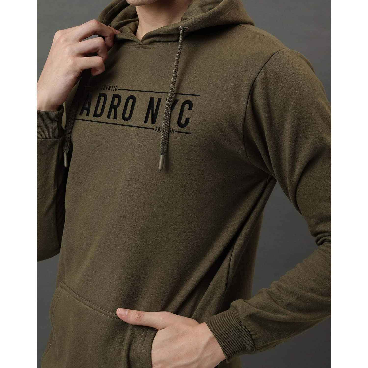 ADRO Hoodies for Men | Printed Hoodie for Men | Cotton Hoodie | Mens Hoodies | Sweatshirt for Men | Hooded Hoodie|H24-ADRO-OL-L Olive