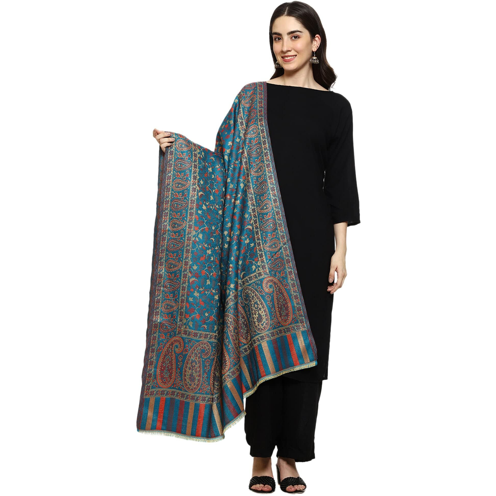 Weavers Villa Women's Shawl (Blue), 100cm X 200cm