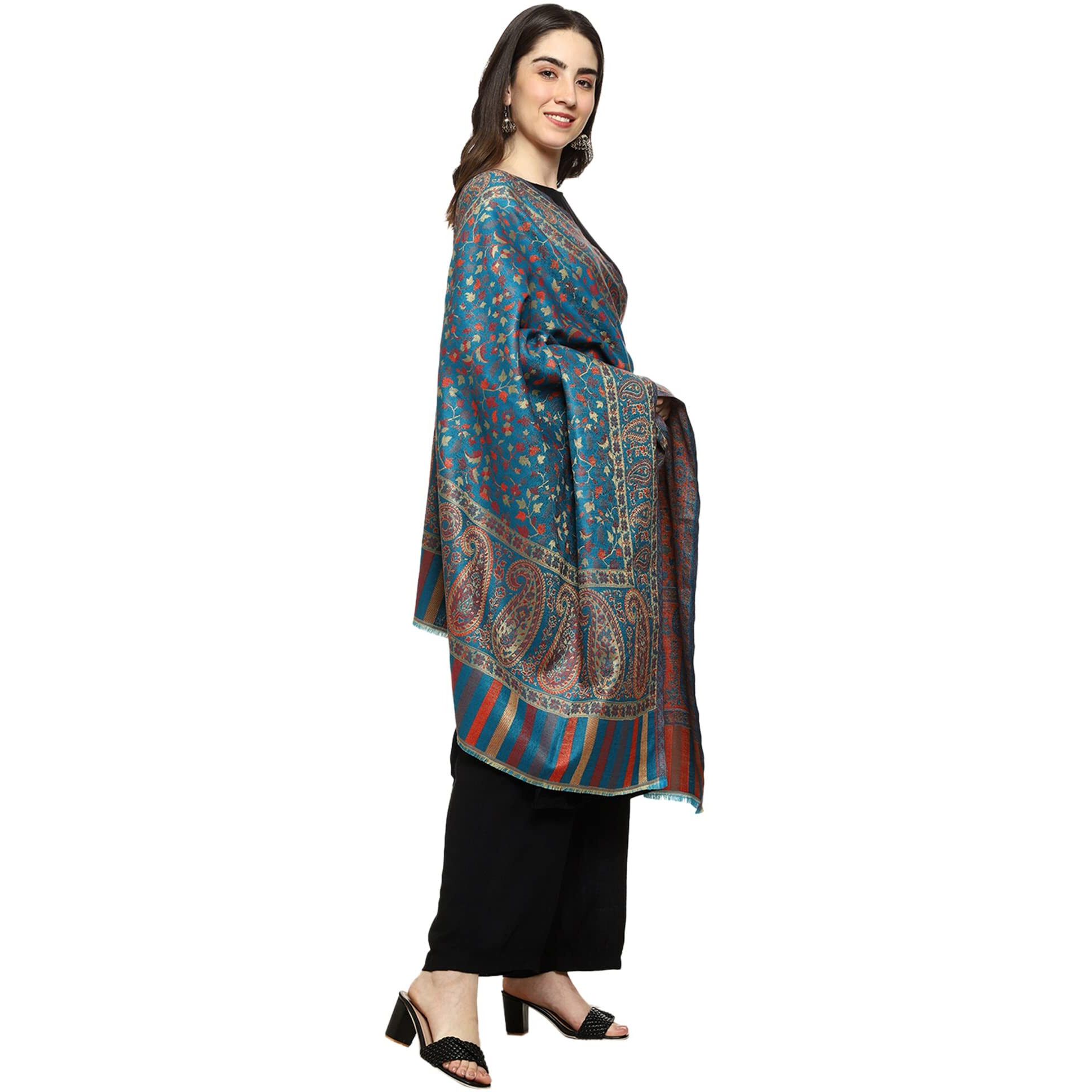 Weavers Villa Women's Shawl (Blue), 100cm X 200cm