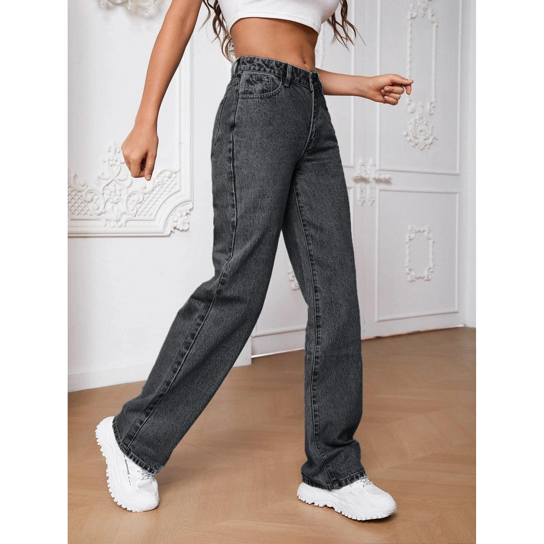 KOTTY Women's High-Rise Light Fade Stretchable Jeans(Grey,32)