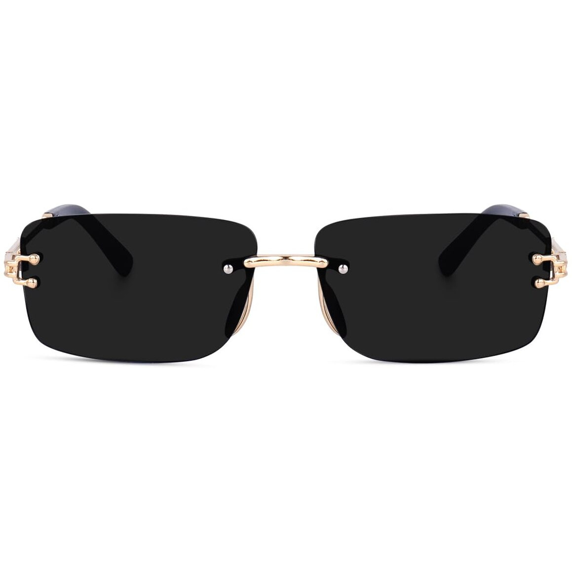 Dervin UV Protected Retro Rectangular Rimless Sunglasses for Men and Women (Black)