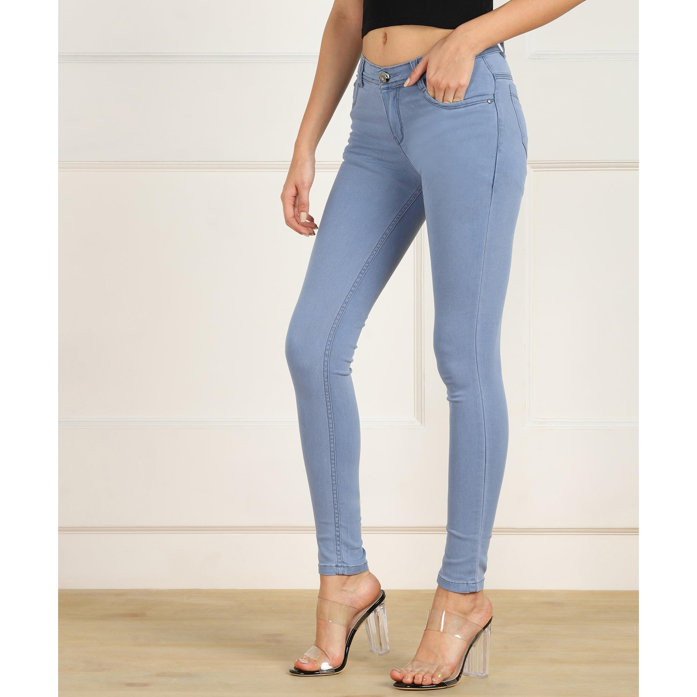Nifty Women's Denim Stretchable Slim Fit Jeans (Jean_PLN_Grey_36)