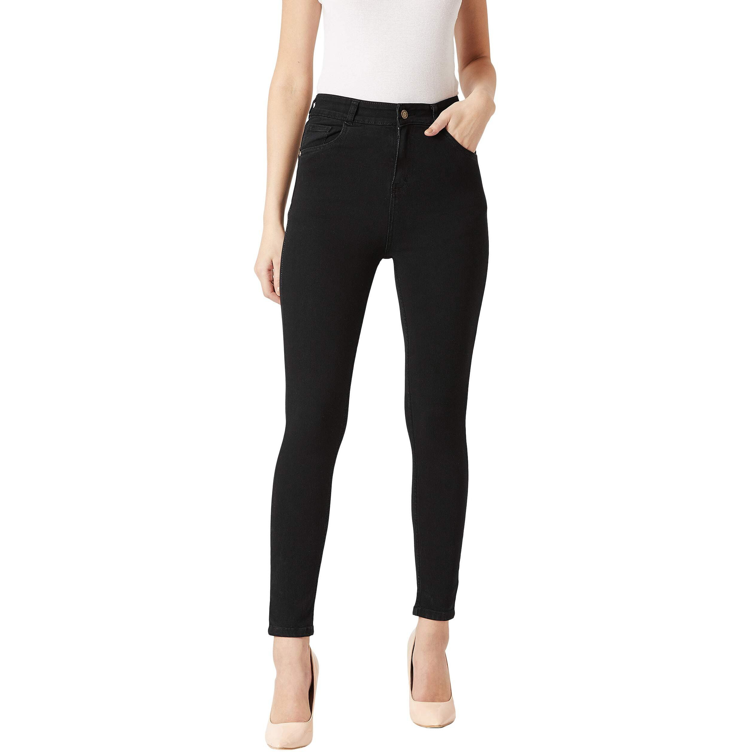 Miss Chase Women's Black High-Rise Stretchable Denim Jeans(MCAW18DEN02-79-62-34, Black, 34)