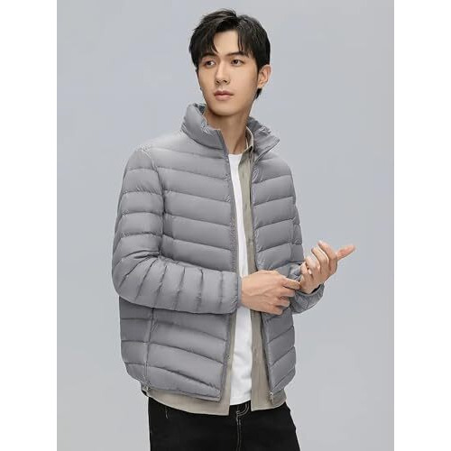Lymio Men's Puffer Winter Nylon Standard Length Jacket (P-J-01-03) (IN, Alpha, XL, Grey)