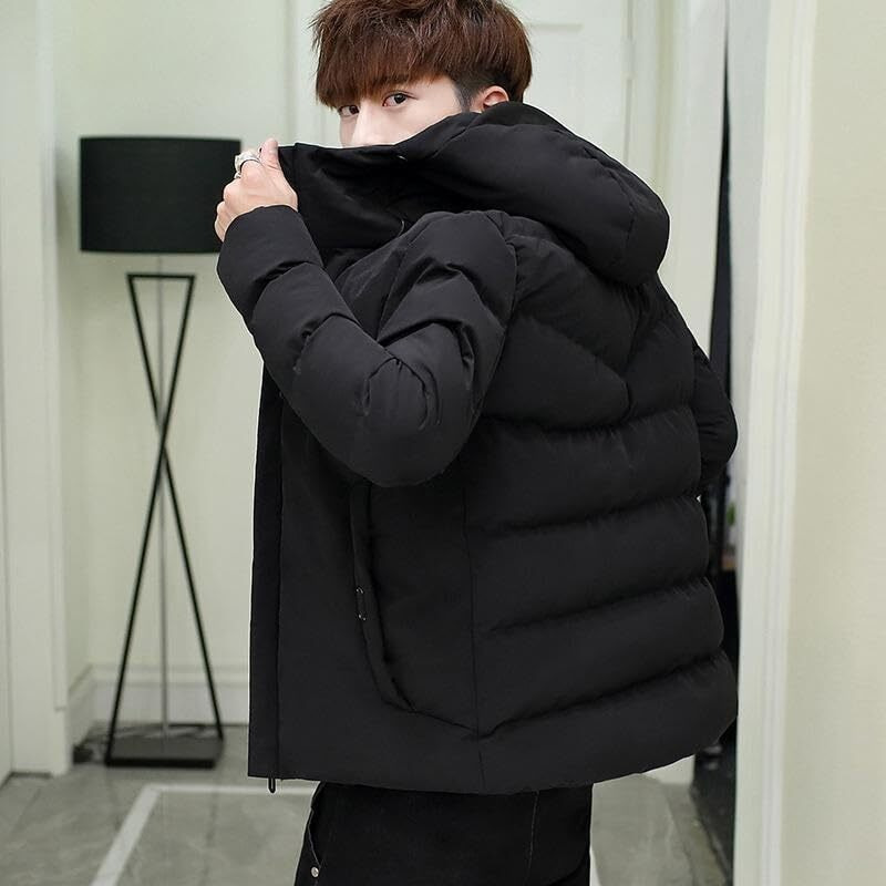 YOONIKK Hooded Jacket for Men | Winter Wear Puffer Jacket | Full Sleeve Padded Bomber Jacket for Men | Lightweight Windproof Outerwear | Stylish Winter Jackets for Men (IN, Alpha, XL, Regular, Black)