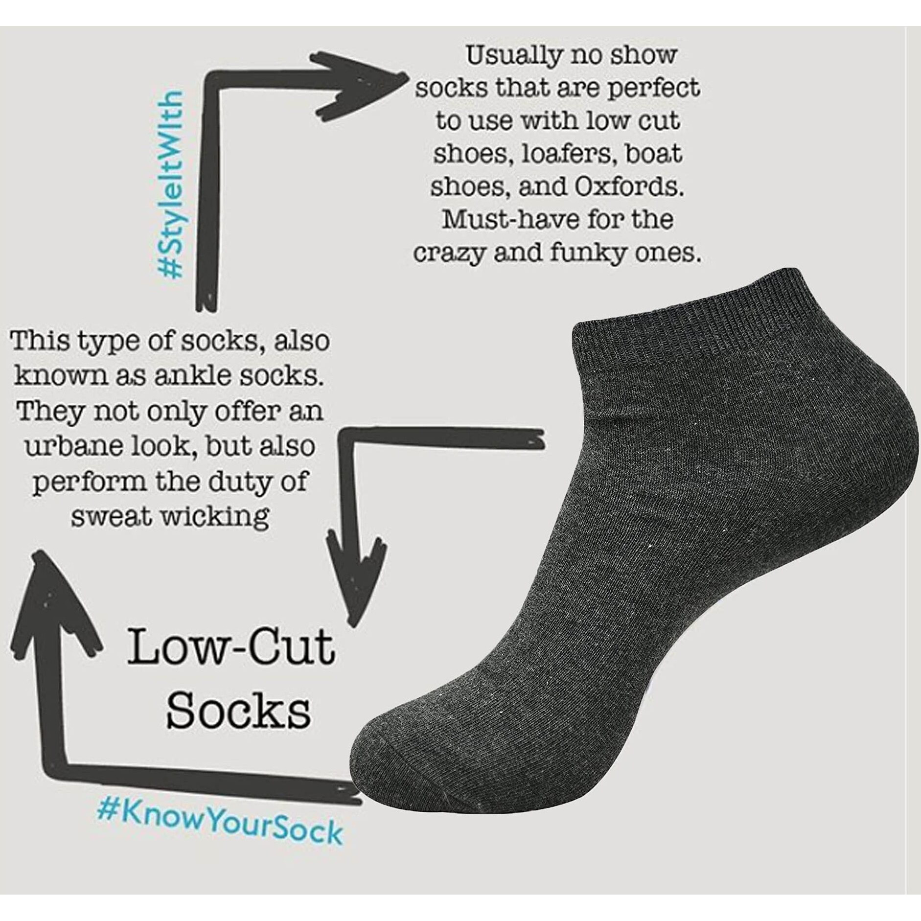 BALENZIA Men's Solid Colored Ankle Length Socks (Free Socks) Made with 100% Combed Cotton & Spandex - Combo Pack of 6 - (Black) | Combed Cotton Socks for Men