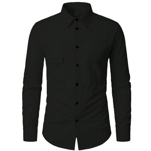 Casual Shirt for Men|| Shirt for Men|| Men Stylish Shirt (Rib-Shirt) (L, Black)