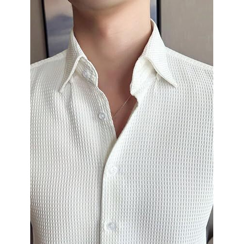 GRECIILOOKS Mens Casual Polycotton Regular Fit Shirt (White, XX-Large)