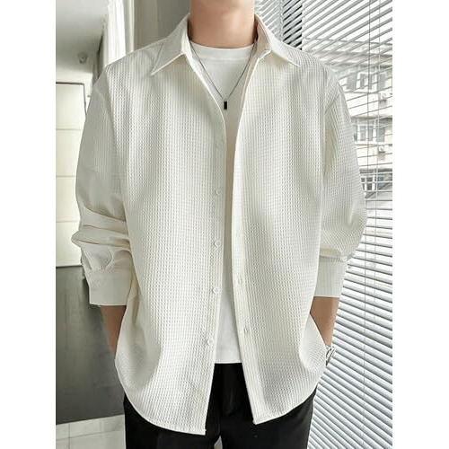 GRECIILOOKS Mens Casual Polycotton Regular Fit Shirt (White, XX-Large)