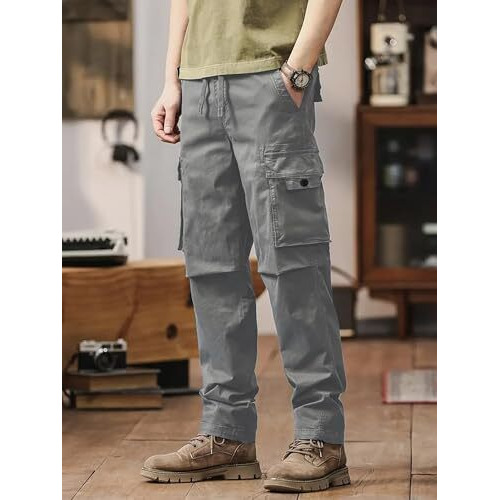 Lymio Men Cargo || Men Cargo Pants || Men Cargo Pants Cotton || Cargos for Men (Cargo-54-57) (in, Alpha, 2XL, Grey)