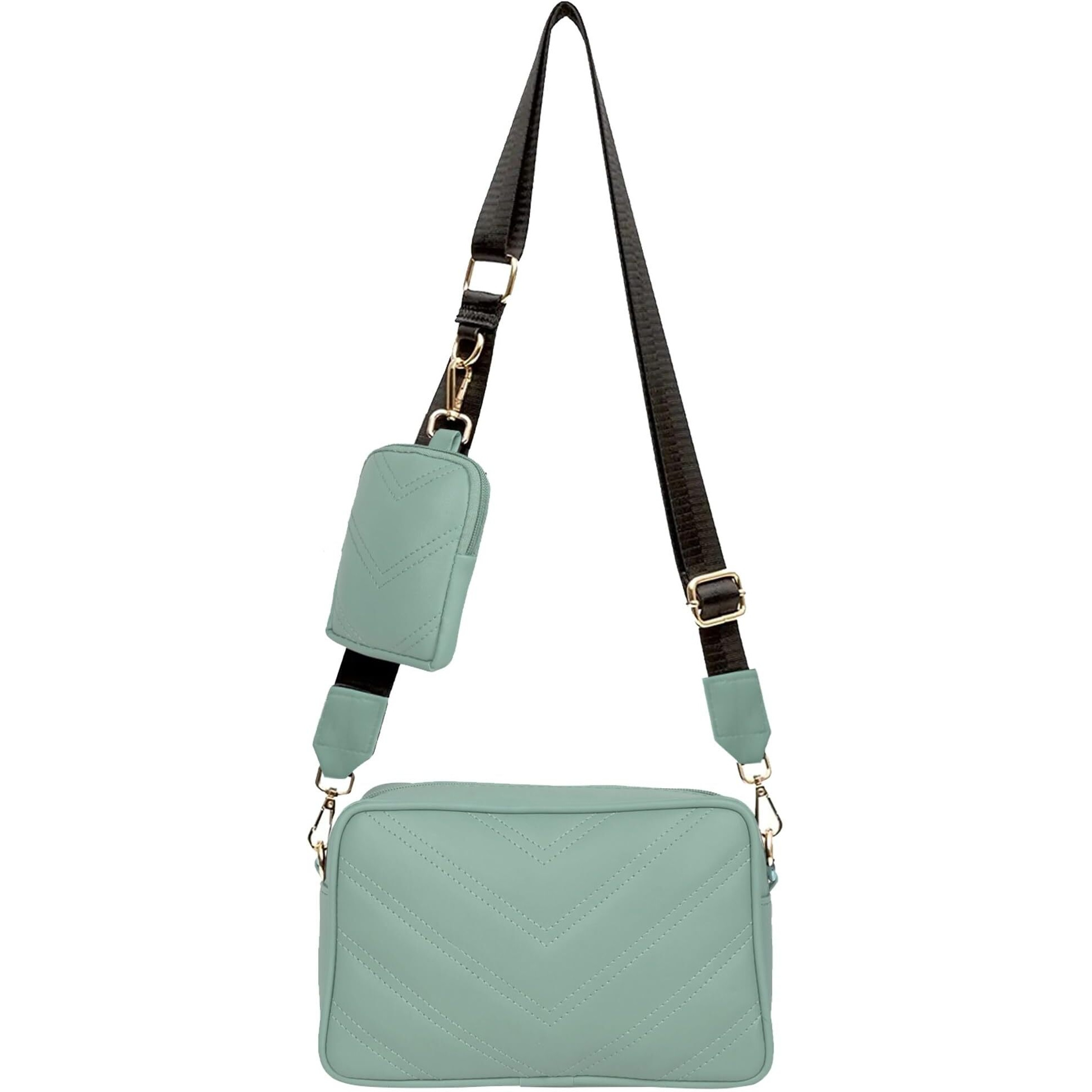 ADISA Women's Girls Cross Body Sling Bag with Pouch (Mint Green)