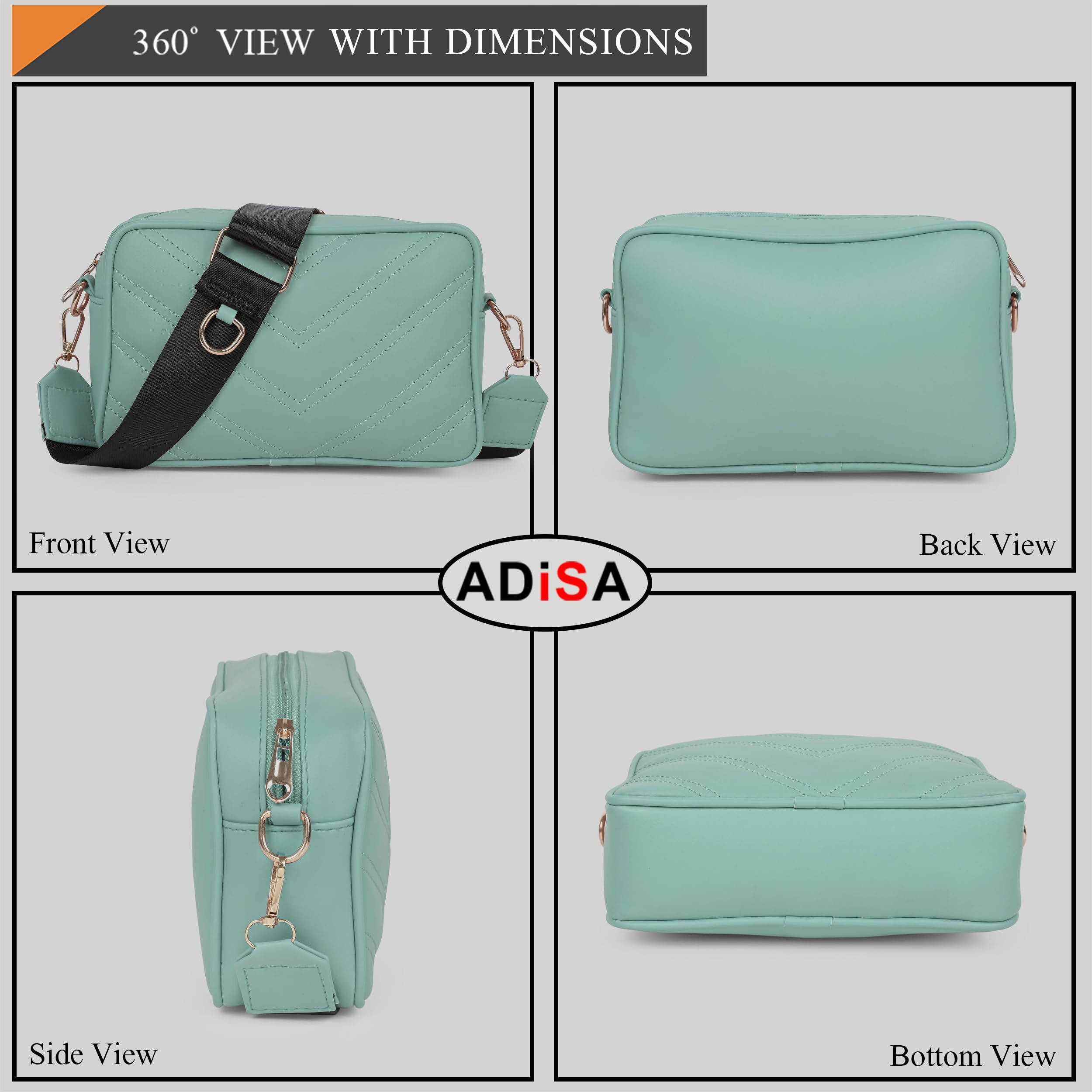 ADISA Women's Girls Cross Body Sling Bag with Pouch (Mint Green)