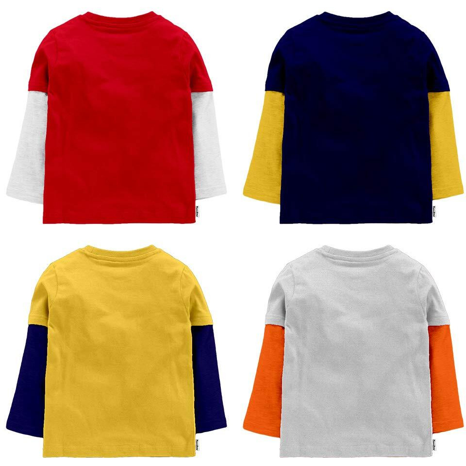 NammaBaby Boys' T-Shirt Cotton Double Sleeves T-Shirt Tees (Pack of 4) (7-8 Years, Multicolor)