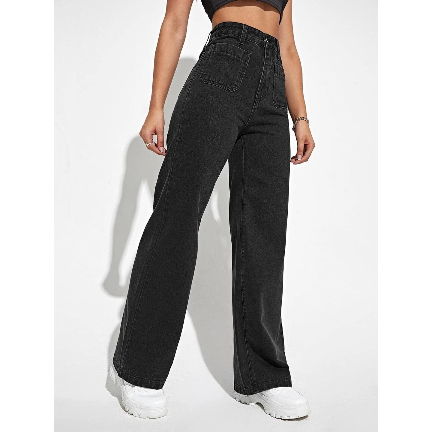 KOTTY Womens High Rise Cotton Lycra Solid Jeans
