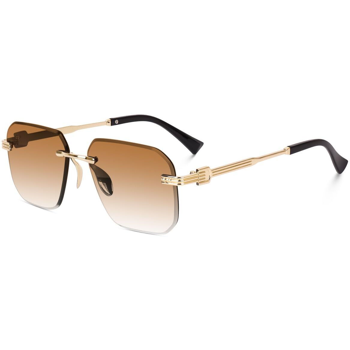 Dervin UV Protected Square Rimless Sunglasses for Men and Women (L, Brown)