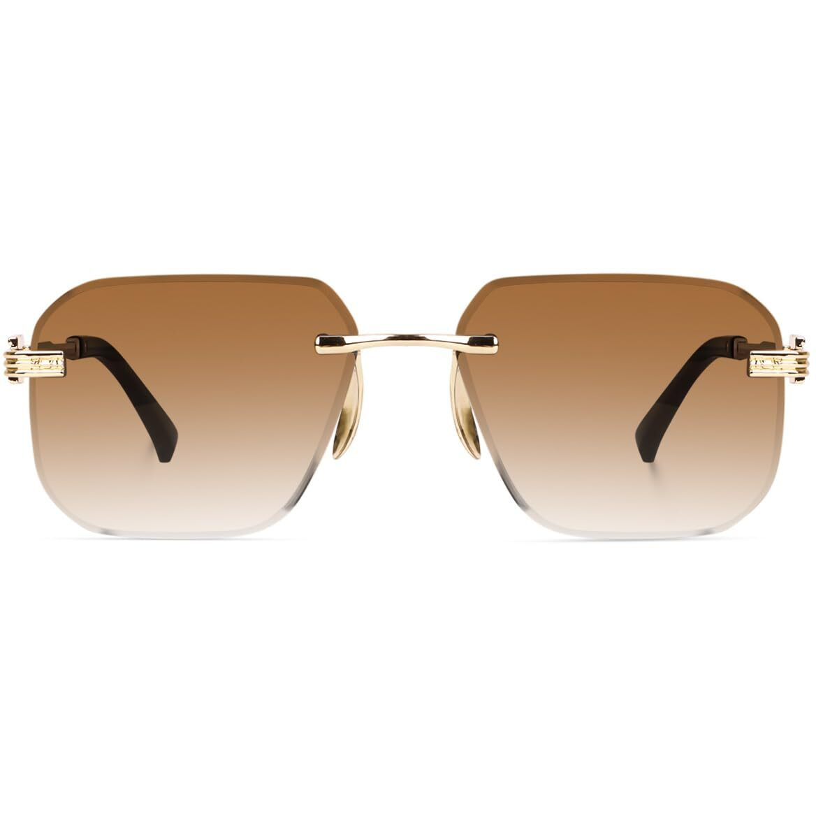Dervin UV Protected Square Rimless Sunglasses for Men and Women (L, Brown)