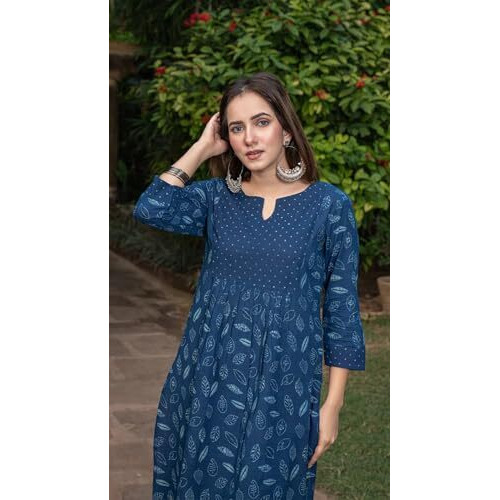 FABNEX kurta set for women | Women Kurta | Women Kurta Sets Kurtis | Women Kurta Pant Set | Women Kurta Pant Set Women Kurti Set with Pant (K-53-54) (S, Blue)