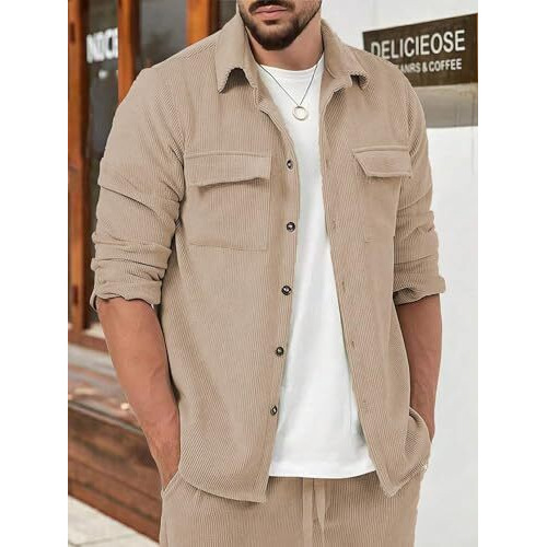 Lymio Casual Shirt for Men|| Shirt for Men|| Men Stylish Shirt (Rib-Shirt) (S, Khakhi)