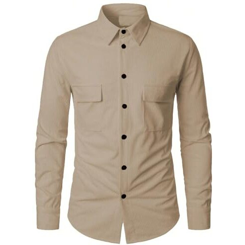 Lymio Casual Shirt for Men|| Shirt for Men|| Men Stylish Shirt (Rib-Shirt) (S, Khakhi)