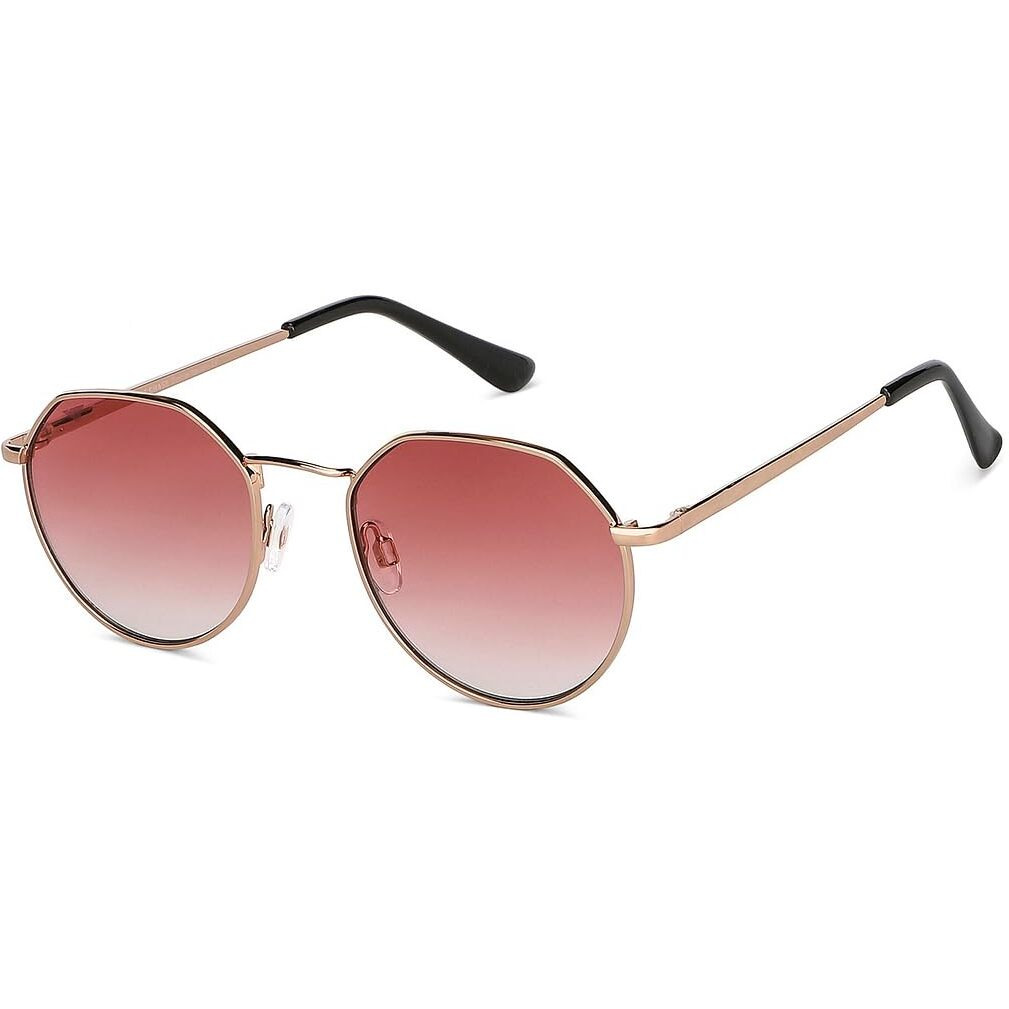 VINCENT CHASE EYEWEAR By Lenskart | Gold Pink Full Rim Hexagonal | The Metal Edit | Branded Latest And Stylish Round Sunglasses | 100% Uv Protected | Women | Small | Vc S13984