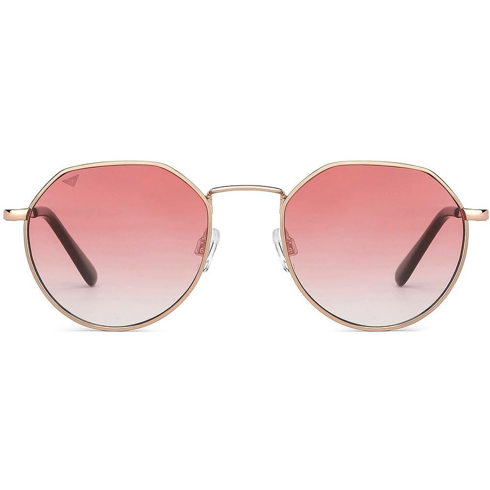 VINCENT CHASE EYEWEAR By Lenskart | Gold Pink Full Rim Hexagonal | The Metal Edit | Branded Latest And Stylish Round Sunglasses | 100% Uv Protected | Women | Small | Vc S13984
