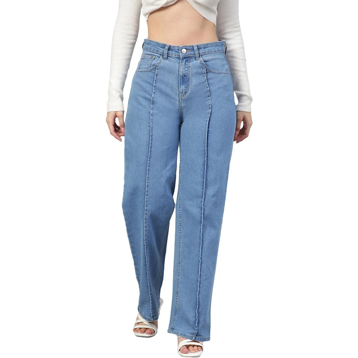 KOTTY Womens High Rise Cotton Lycra Solid Jeans