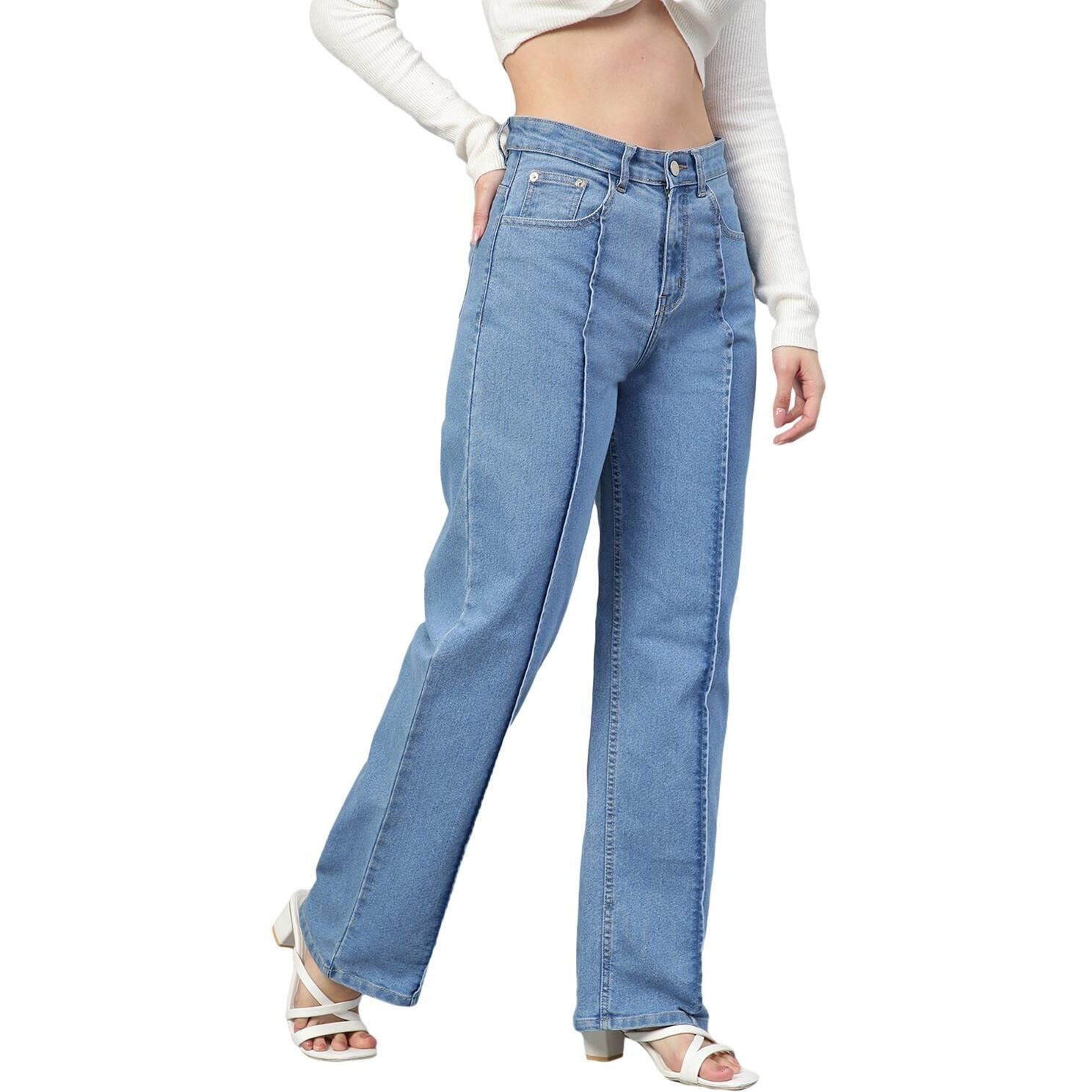KOTTY Womens High Rise Cotton Lycra Solid Jeans