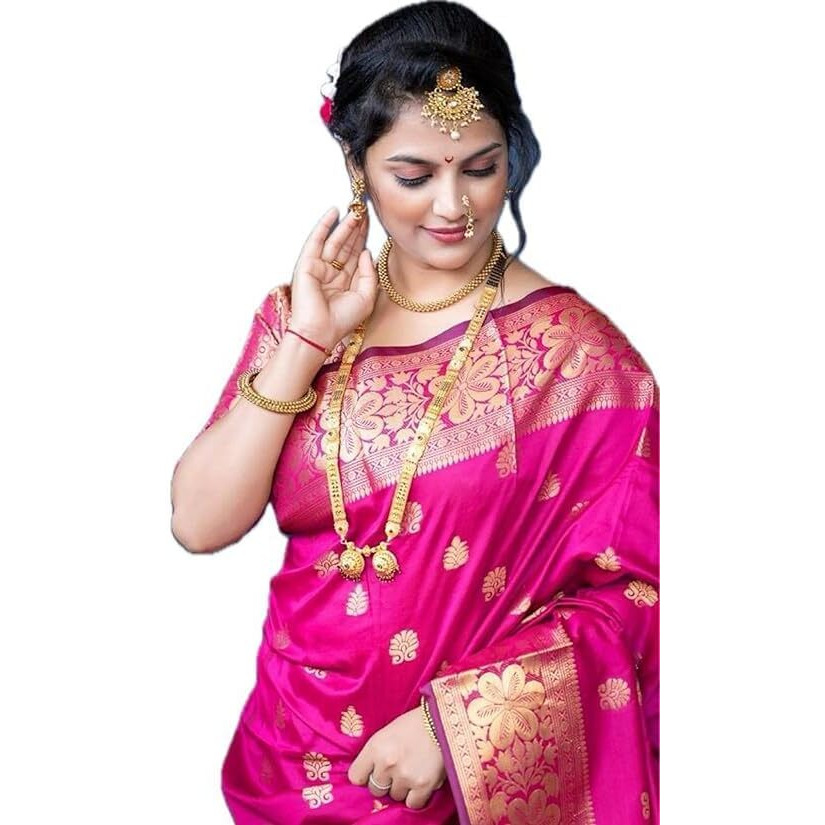 Yashika Women's Zari Woven Cotton Silk Jacquard Saree with Unstitched Blouse Material (AZ-YS-OG1-JYOTIKA Pink