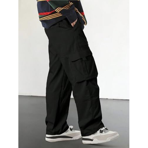 Lymio Men Cargo || Men Cargo Pants || Men Cargo Pants Cotton || Cargos for Men (Cargo-50-53) (in, Alpha, L, Black)