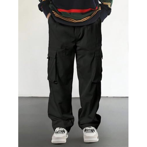 Lymio Men Cargo || Men Cargo Pants || Men Cargo Pants Cotton || Cargos for Men (Cargo-50-53) (in, Alpha, L, Black)