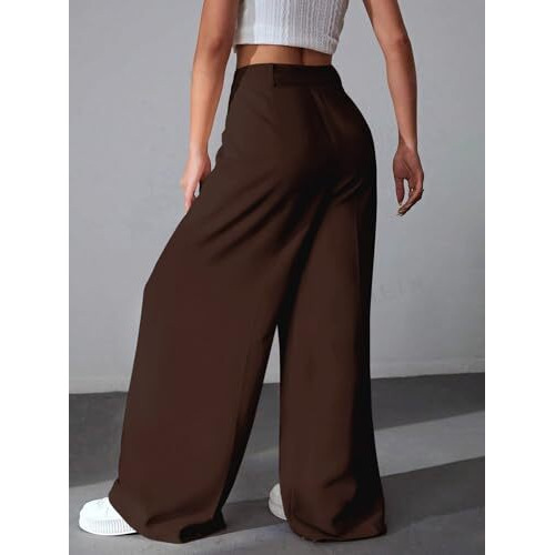 GRECIILOOKS Trouser for Women | Trouser Pants for Women | High Waist Trouser for Women (in, Alpha, 2XL, Regular, Brown)
