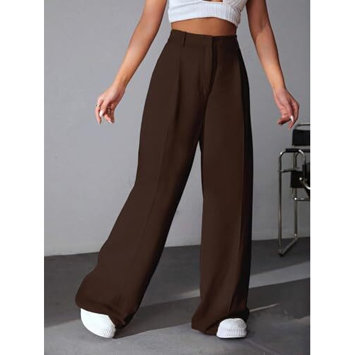 GRECIILOOKS Trouser for Women | Trouser Pants for Women | High Waist Trouser for Women (in, Alpha, 2XL, Regular, Brown)