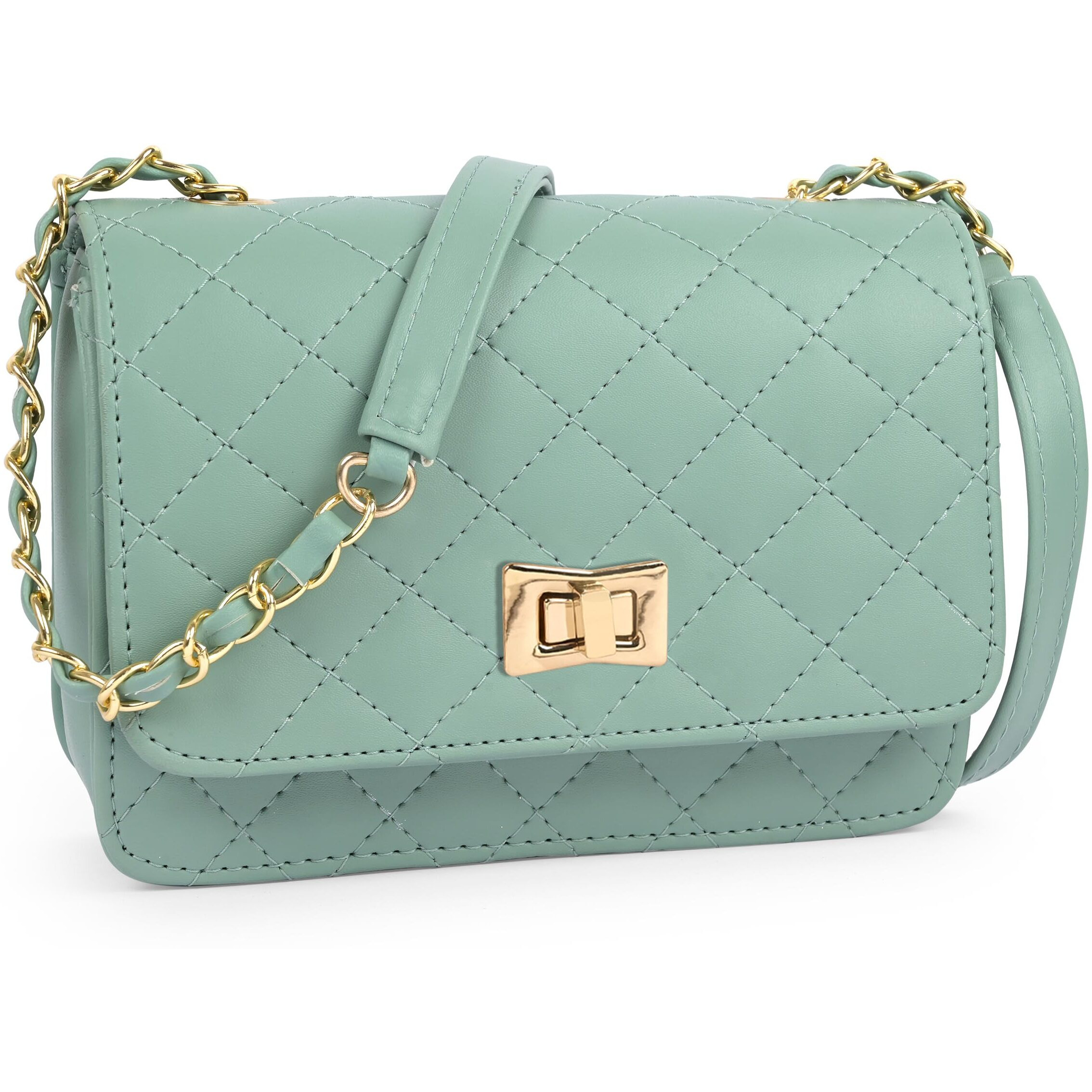 ADISA Women's Girls Quilted Cross Body Sling Bag (SL5059-Green)