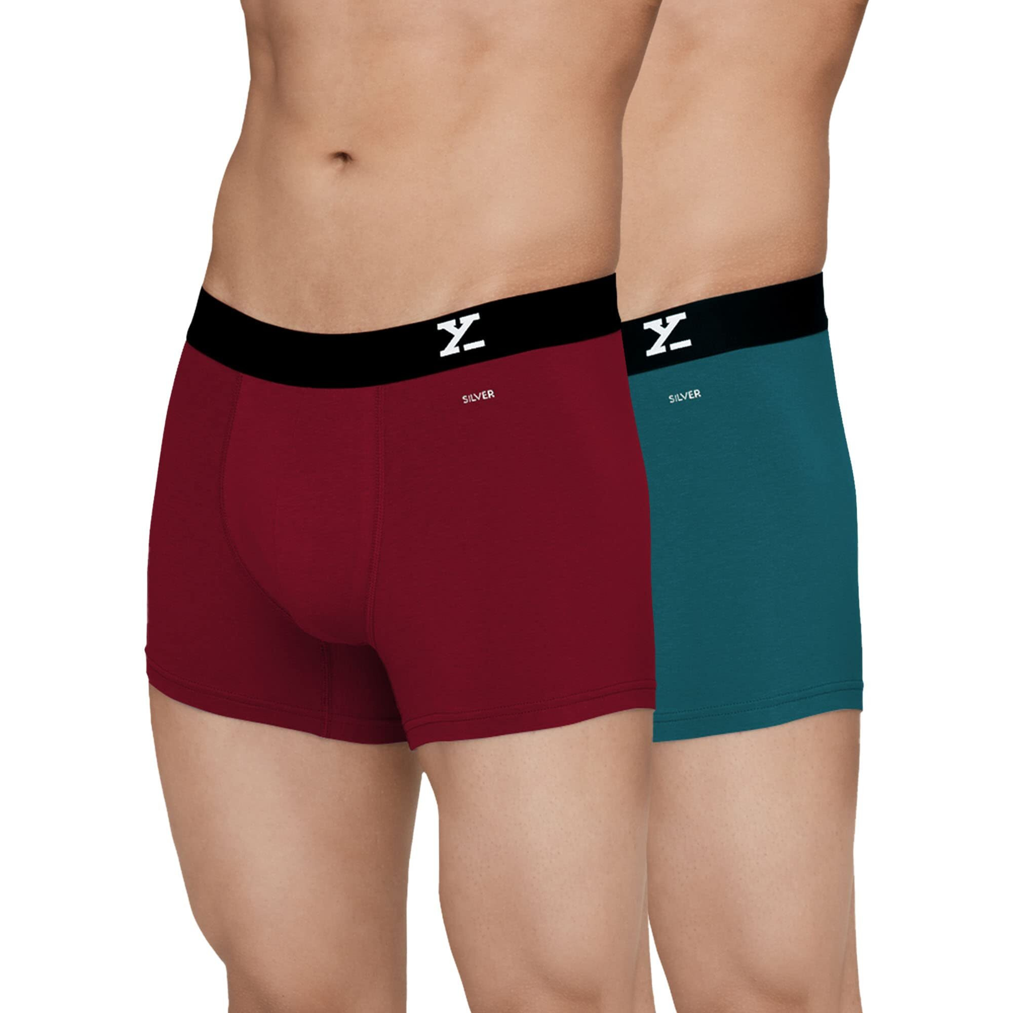 XYXX Cotton Regular Solid (Pack of 2) (Aero Trunks for Men Combo_Dark Maroon + Legion Blue_M)