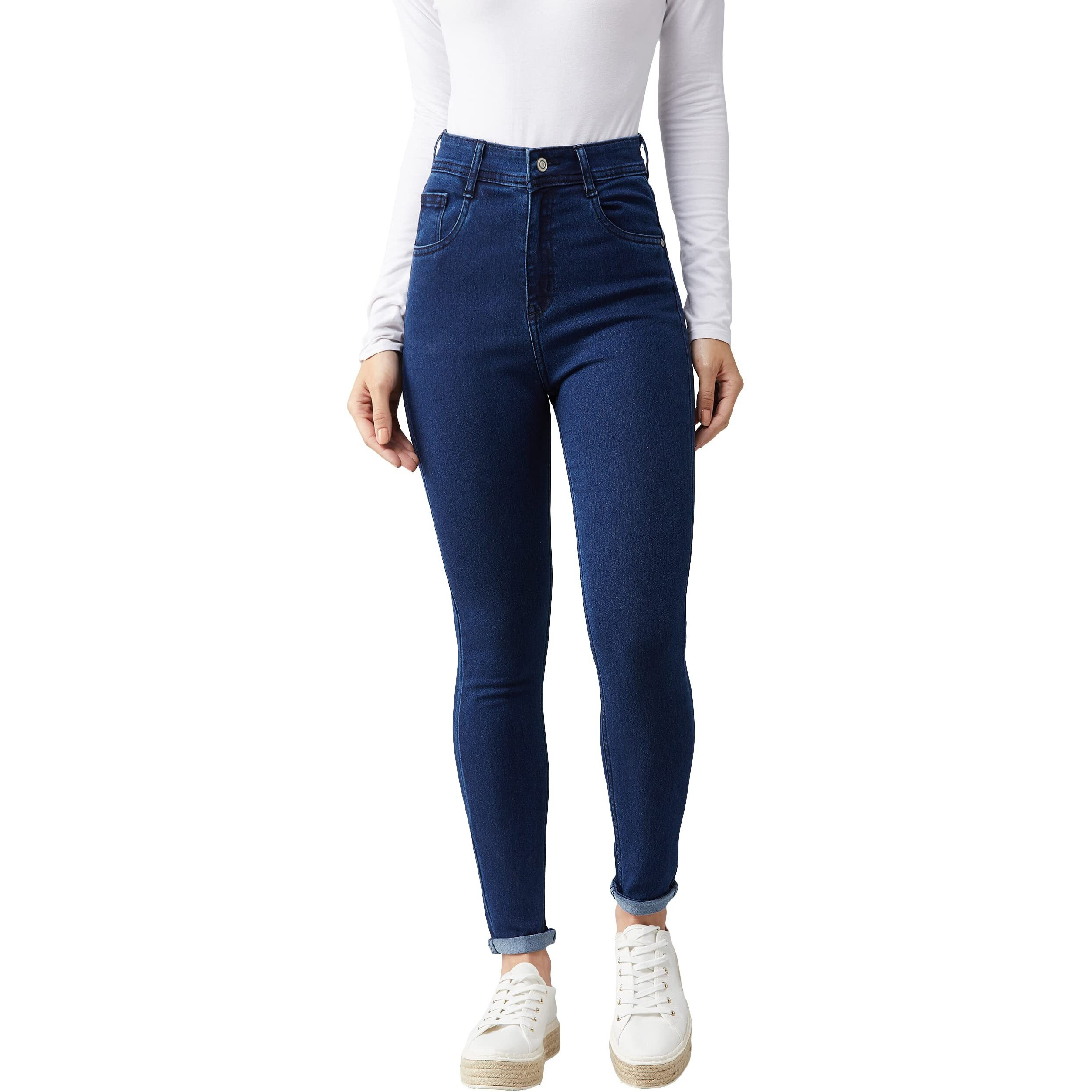 Miss Chase Women's Skinny Fit High Rise Stretchable Denim Jeans (MCAW18DEN02-79-71-30, Navy Blue, 30)