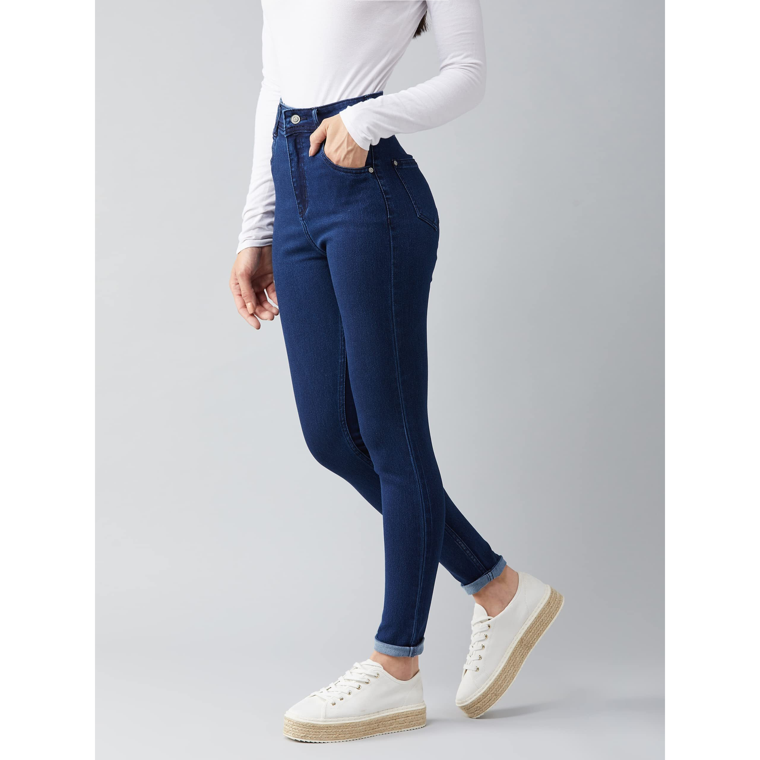 Miss Chase Women's Skinny Fit High Rise Stretchable Denim Jeans (MCAW18DEN02-79-71-30, Navy Blue, 30)