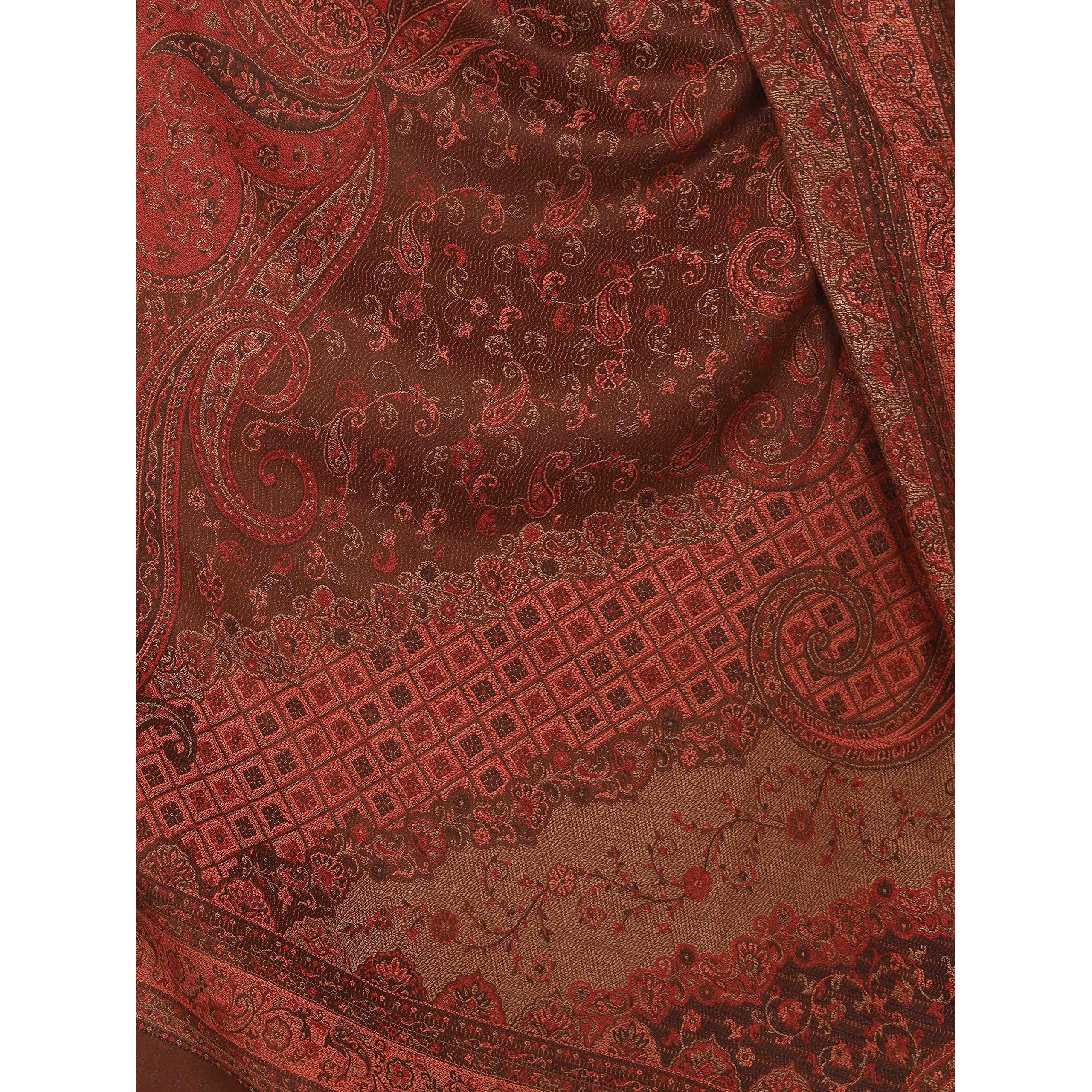 Pashtush Womens Jamawar Shawl Parent (Coffee)
