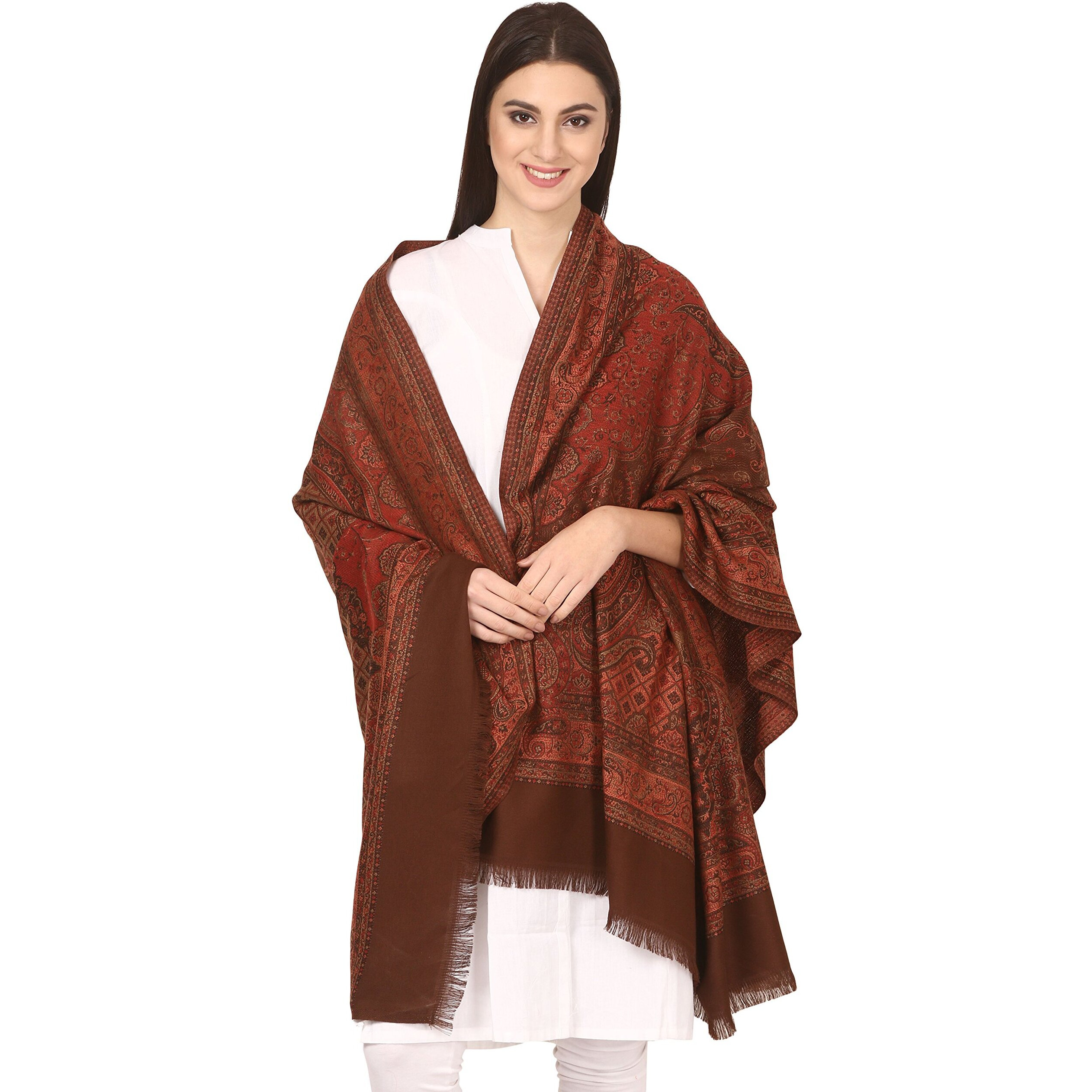 Pashtush Womens Jamawar Shawl Parent (Coffee)