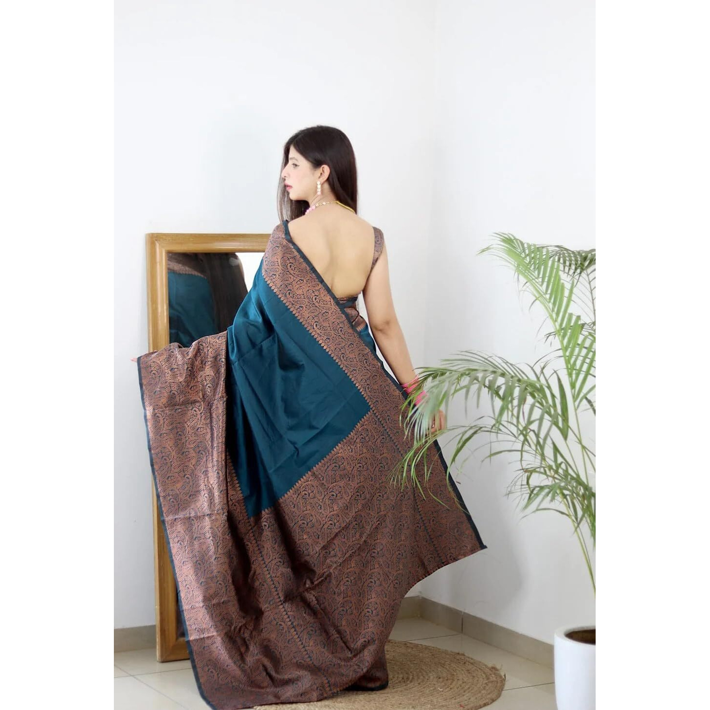 C J Enterprise Women's Pure Soft Kanjivaram Silk Saree for Wedding Kanchipuram Pattu Sarees Banarasi Cotton Latest Sari With Blouse Piece Design Wear ladies new sadi Party 2024 (Yatri-51) (Morpich)