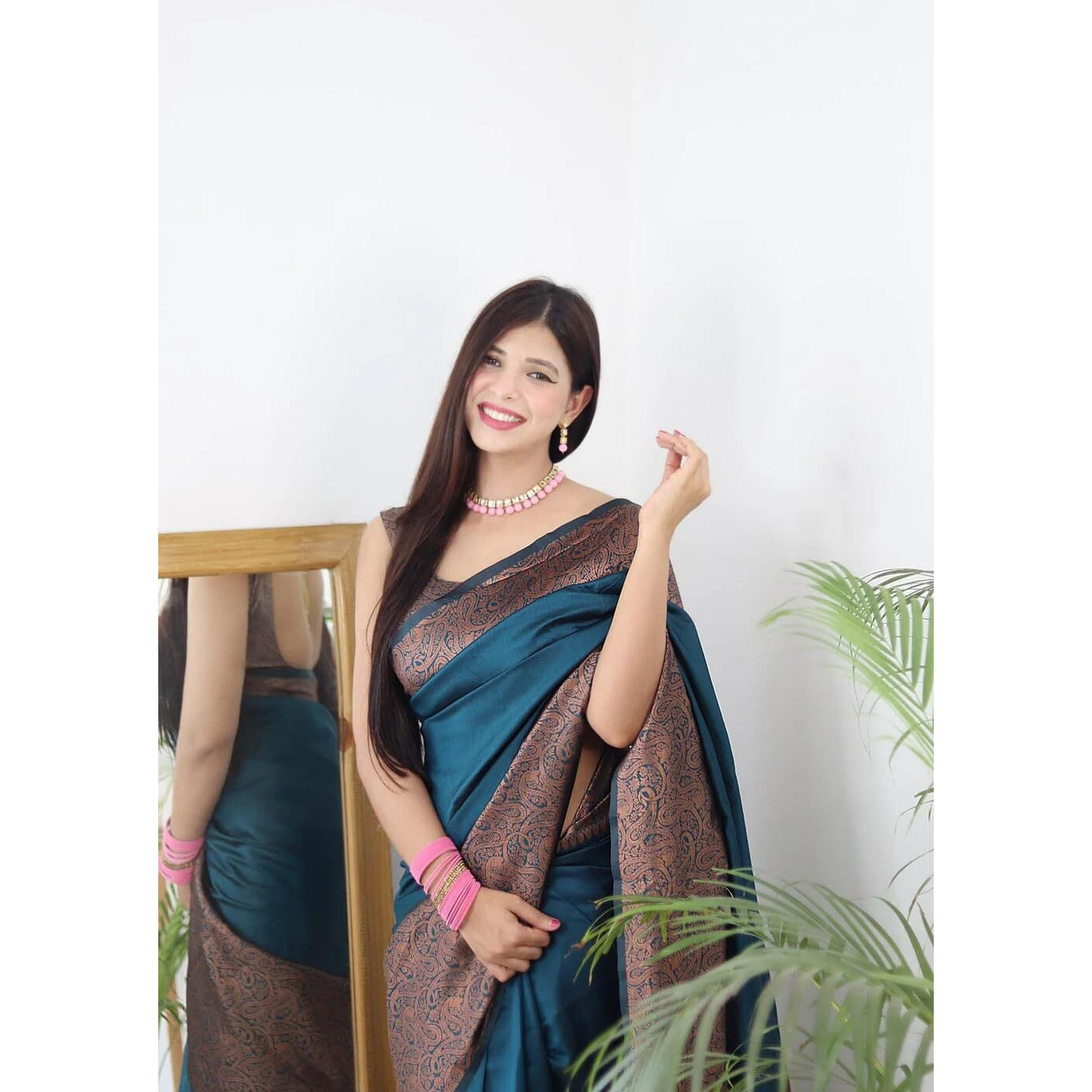 C J Enterprise Women's Pure Soft Kanjivaram Silk Saree for Wedding Kanchipuram Pattu Sarees Banarasi Cotton Latest Sari With Blouse Piece Design Wear ladies new sadi Party 2024 (Yatri-51) (Morpich)