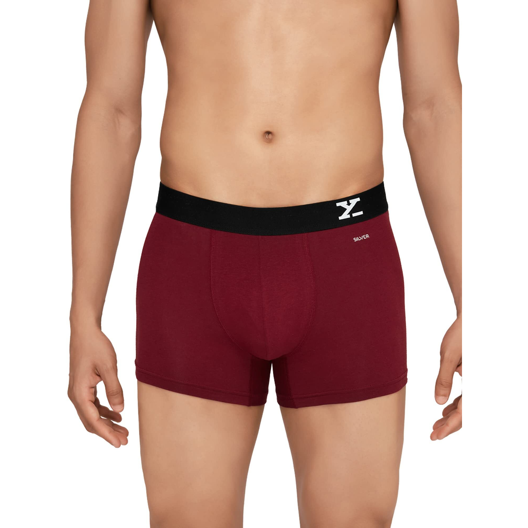 XYXX Cotton Regular Solid (Pack of 2) (Aero Trunks for Men Combo_Black + Dark Maroon_M)